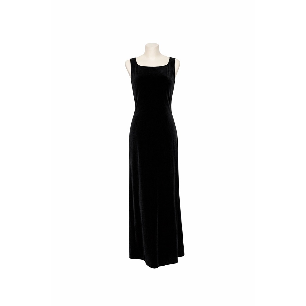 Kathie Lee Collection Black Velvet Sleeveless Maxi Dress Sm 4/6‎ Elegant Formal